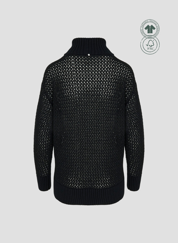 MESH KNIT TURTLENECK SWEATER