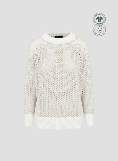 MESH KNIT CREW-NECK SWEATER