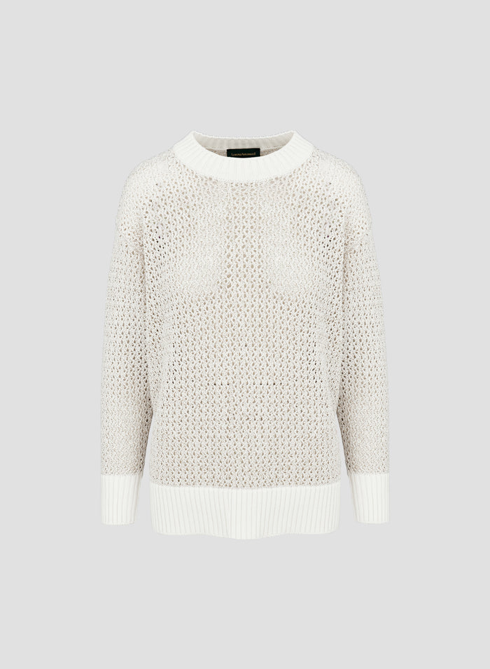 MESH KNIT CREW-NECK SWEATER
