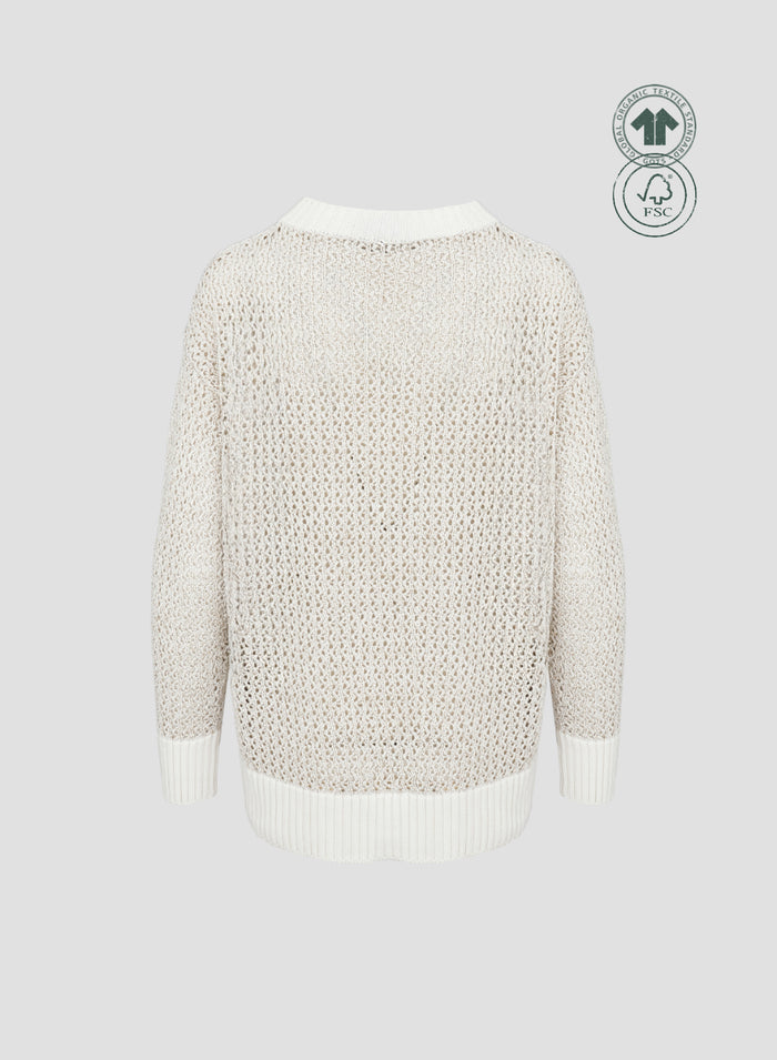 MESH KNIT CREW-NECK SWEATER