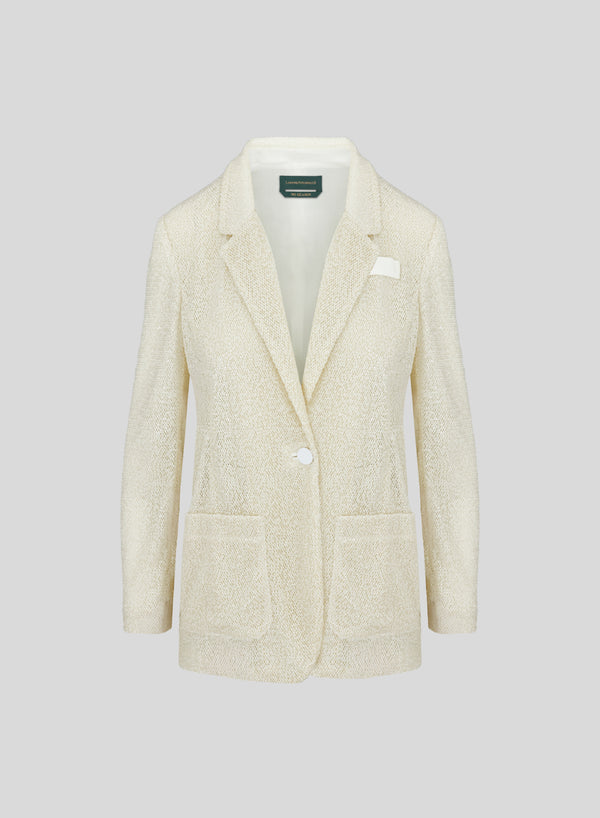 SINGLE-BREASTED MESH AND MICRO-SEQUIN JACKET