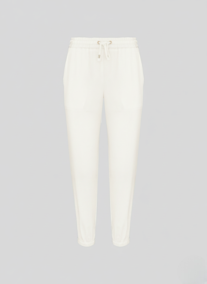 JOGGER IN TWILL DI MISTO SETA CON DETTAGLI IN RETE E MICROPAILLETTES