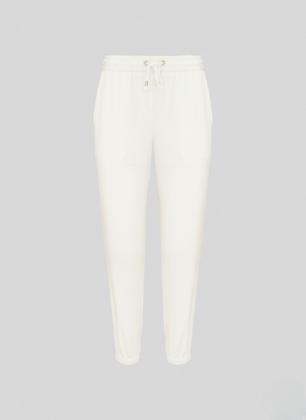SILK BLEND TWILL JOGGERS WITH MESH AND MICRO-SEQUIN DETAILS