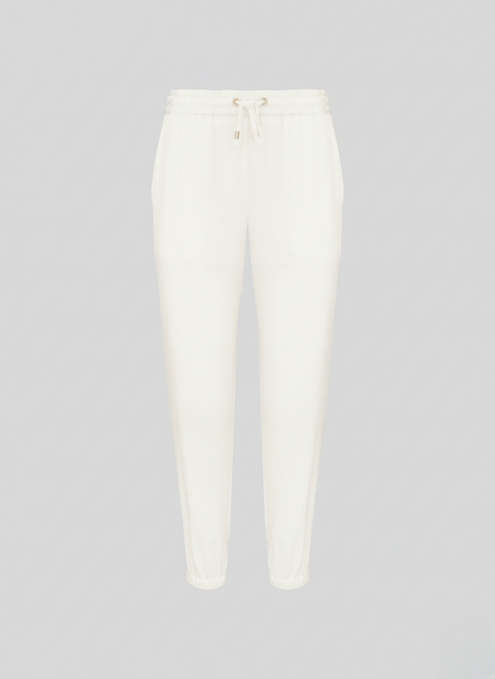 JOGGER IN TWILL DI MISTO SETA CON DETTAGLI IN RETE E MICROPAILLETTES