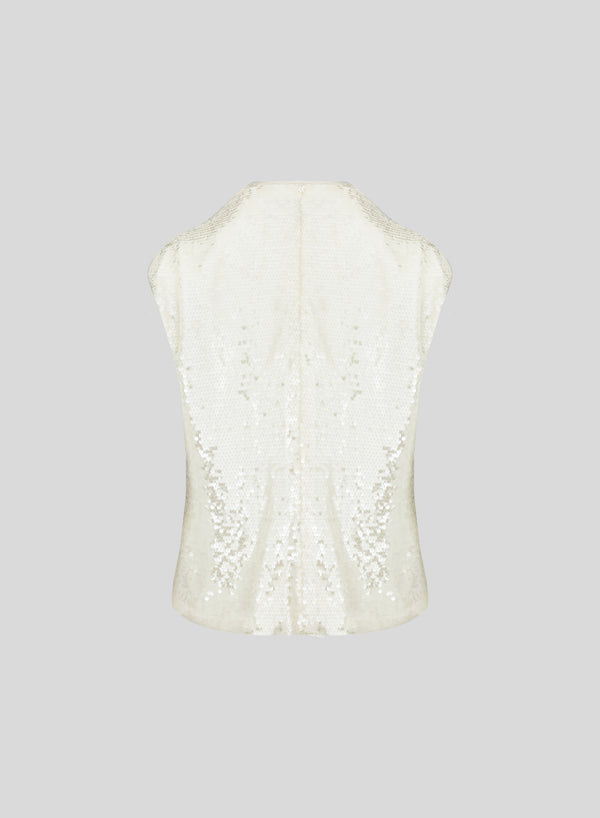 MESH AND MICRO-SEQUIN WRAP VEST