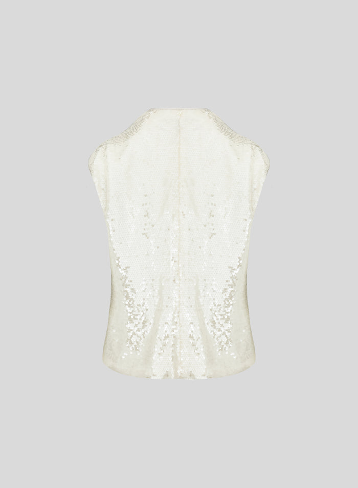 MESH AND MICRO-SEQUIN WRAP VEST