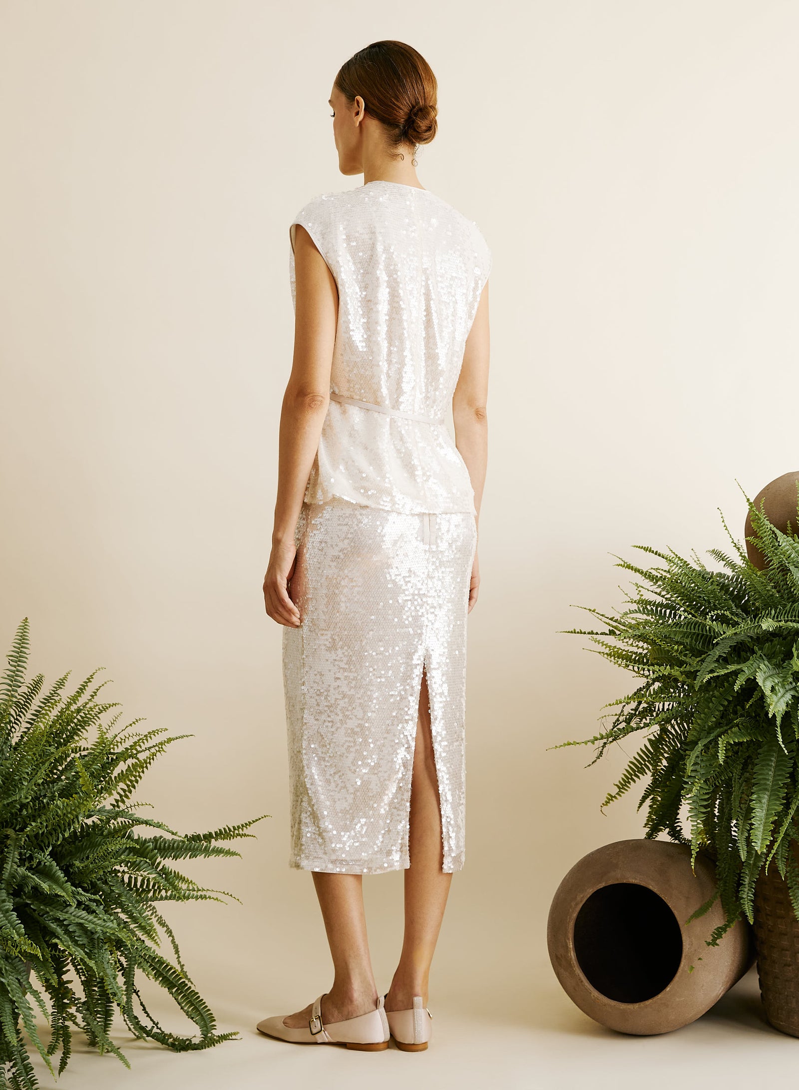 MESH AND MICRO-SEQUIN WRAP VEST