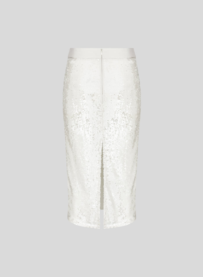 LONG NET SKIRT WITH MICRO-SEQUINS