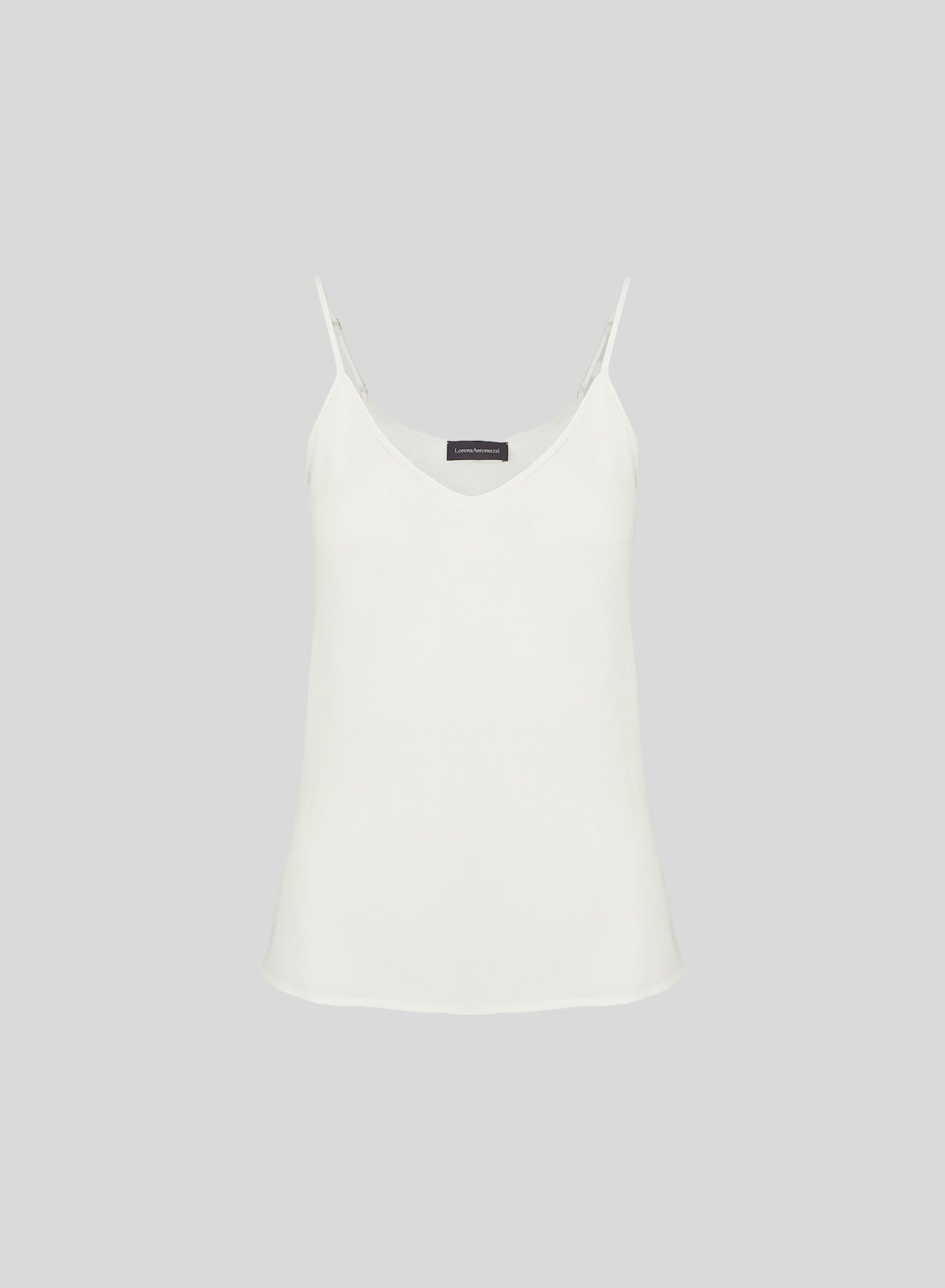 TOP CON BRETELLINE IN TWILL DI  MISTO SETA