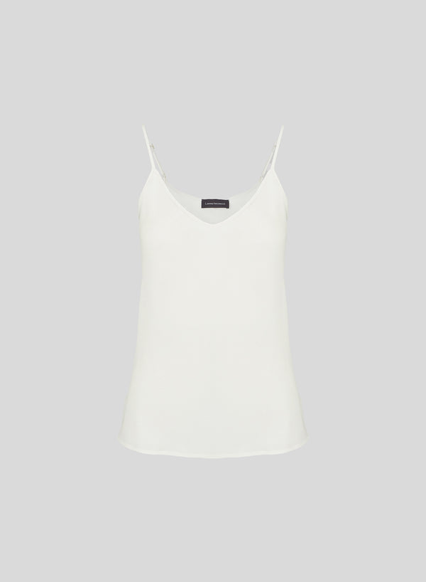 SILK BLEND TWILL TOP WITH SHOULDER STRAPS
