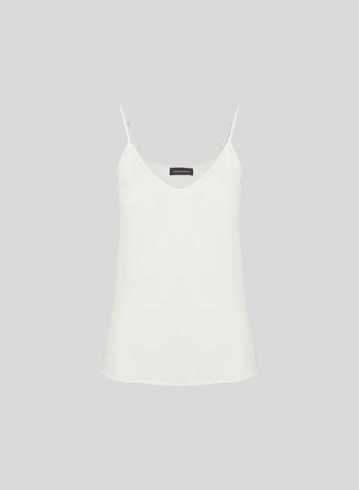 TOP CON BRETELLINE IN TWILL DI  MISTO SETA