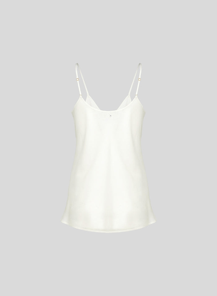 TOP CON BRETELLINE IN TWILL DI  MISTO SETA