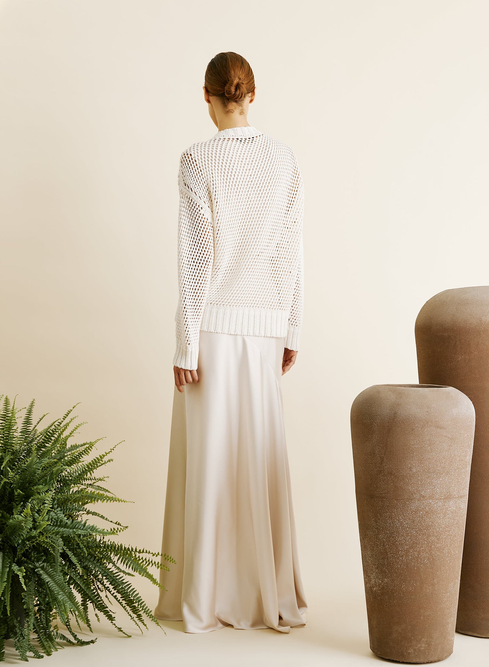 ASYMMETRIC LONG SKIRT IN SHINY SATIN
