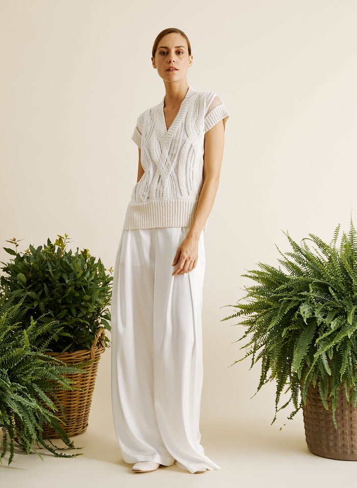 WIDE-LEG PANTS IN SHINY SATIN