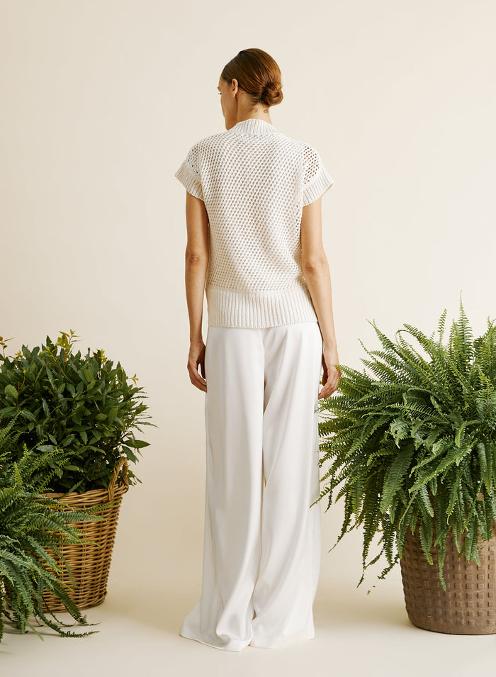 WIDE-LEG PANTS IN SHINY SATIN