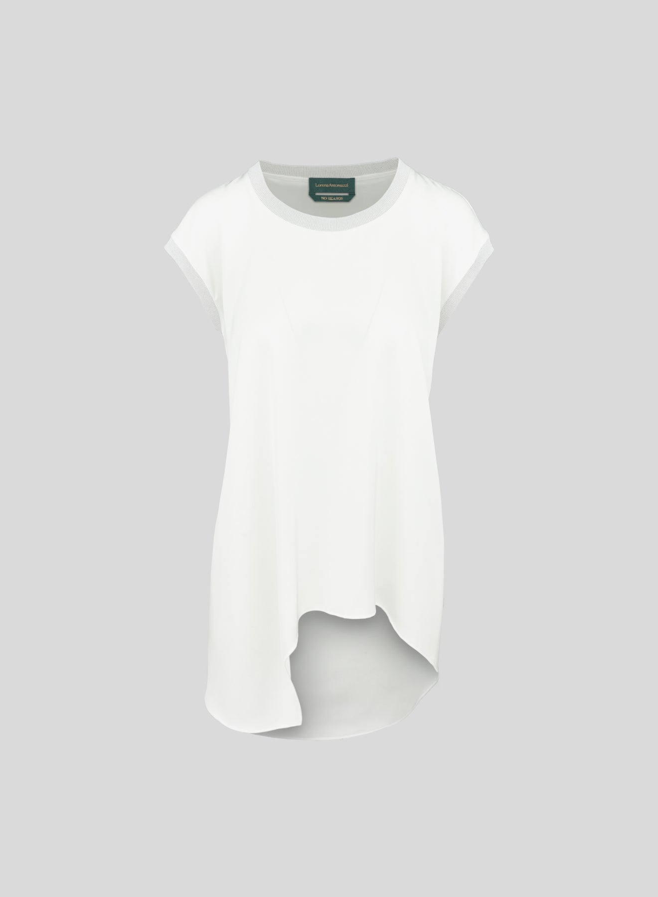 T-SHIRT ASIMMETRICA IN RASO LUCIDO