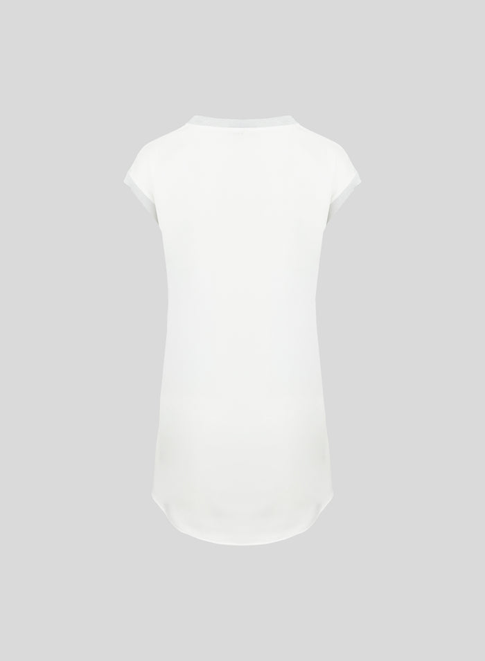 T-SHIRT ASIMMETRICA IN RASO LUCIDO