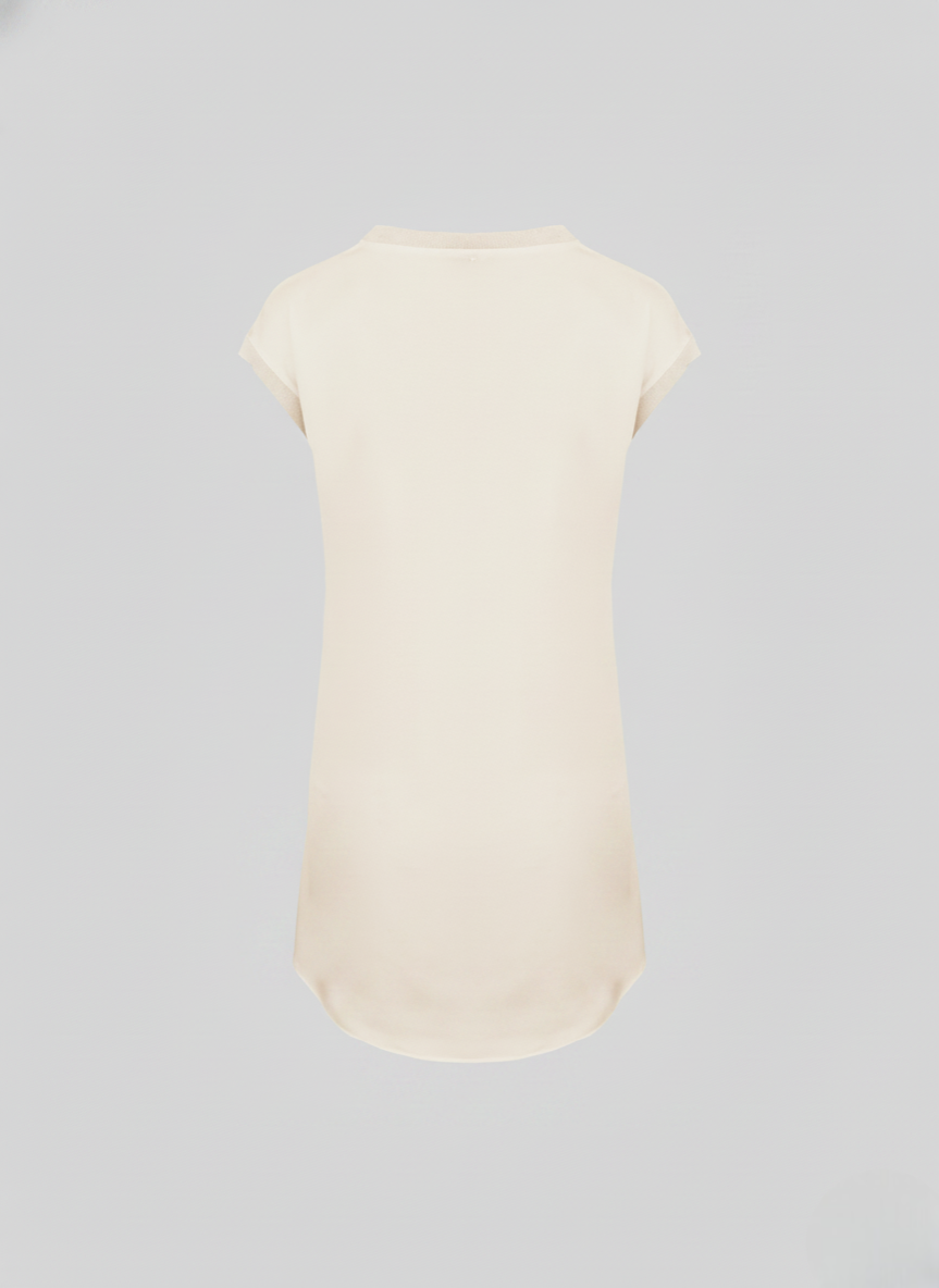 T-SHIRT ASIMMETRICA IN RASO LUCIDO