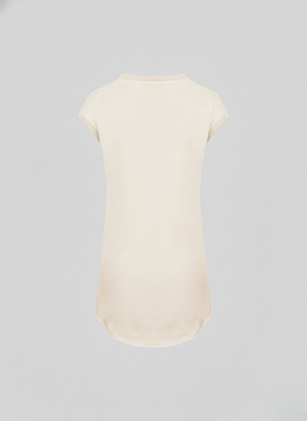 T-SHIRT ASIMMETRICA IN RASO LUCIDO