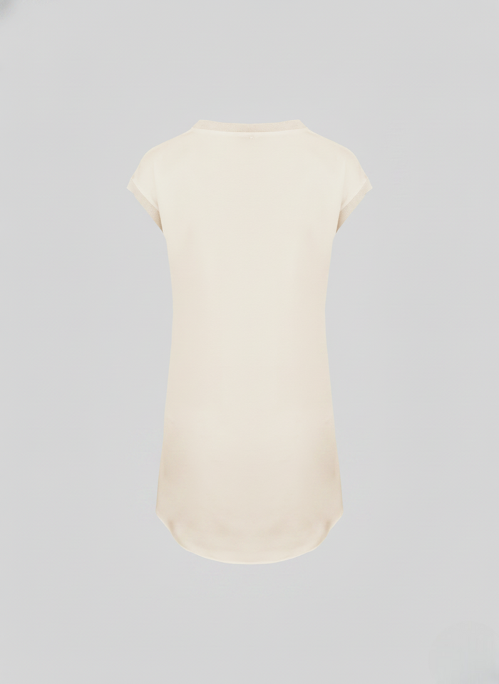T-SHIRT ASIMMETRICA IN RASO LUCIDO
