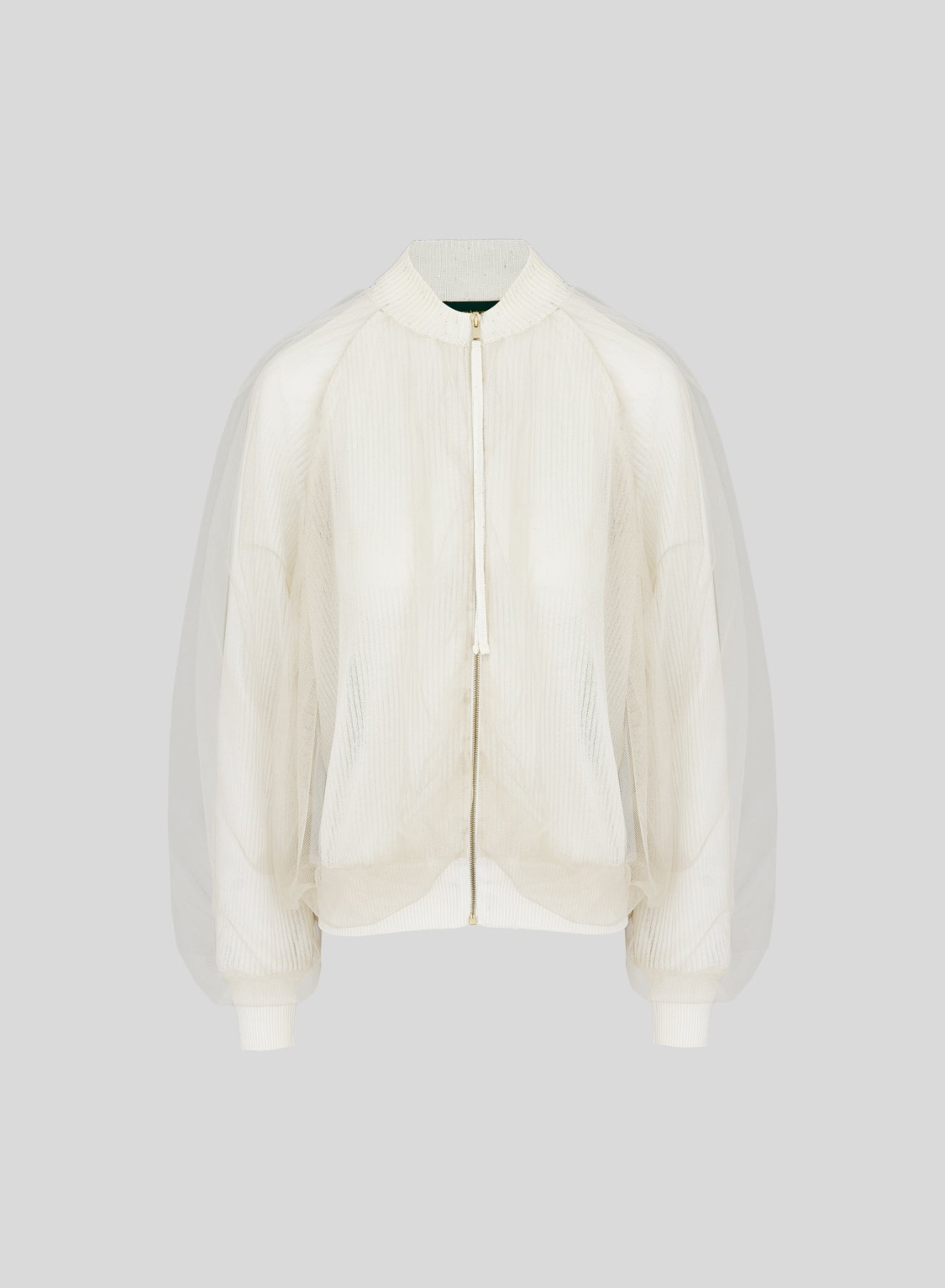 BOMBER IN MAGLIA DI SETA E COTONE CON TULLE