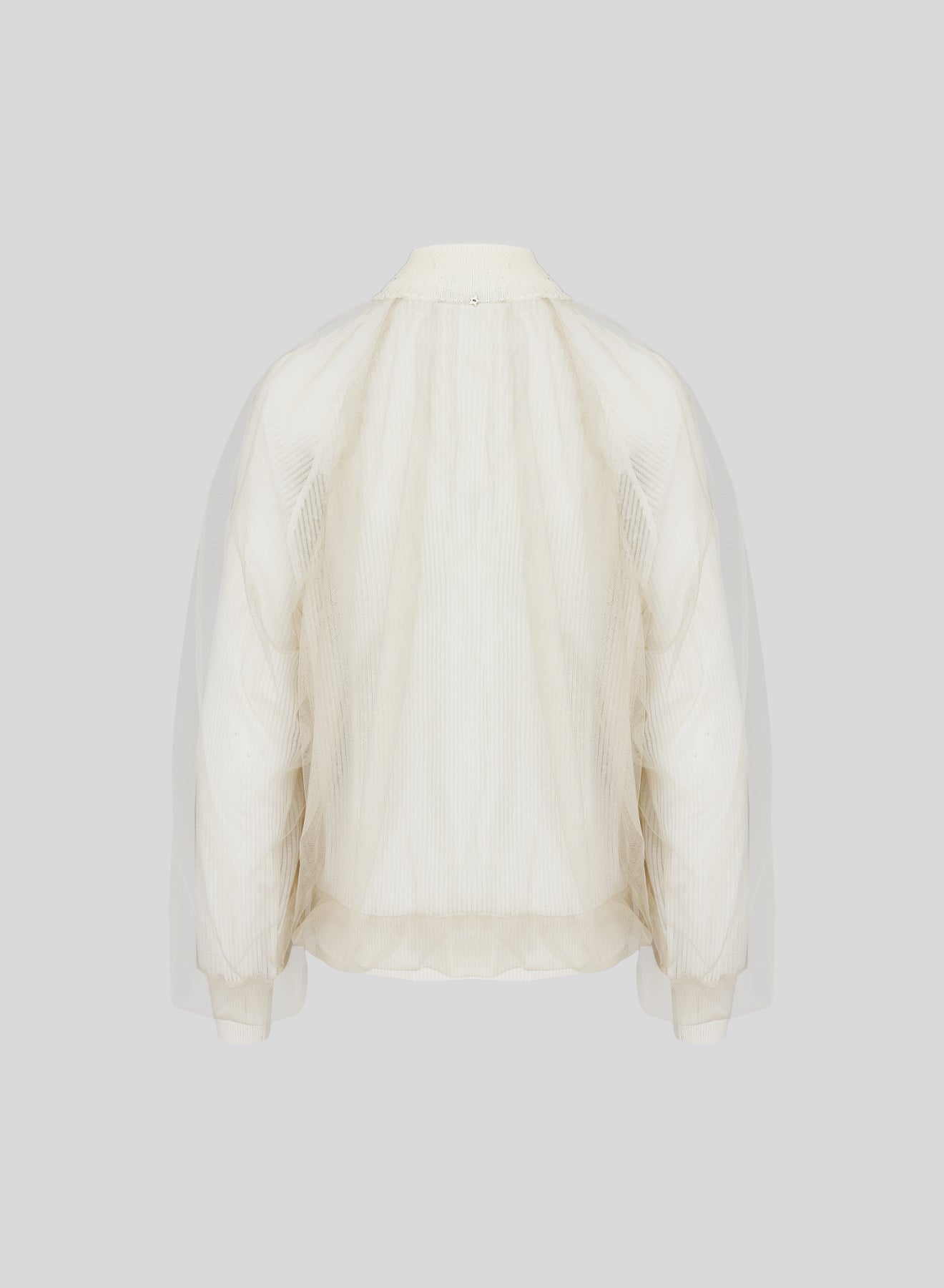 BOMBER IN MAGLIA DI SETA E COTONE CON TULLE