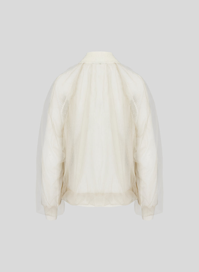 BOMBER IN MAGLIA DI SETA E COTONE CON TULLE
