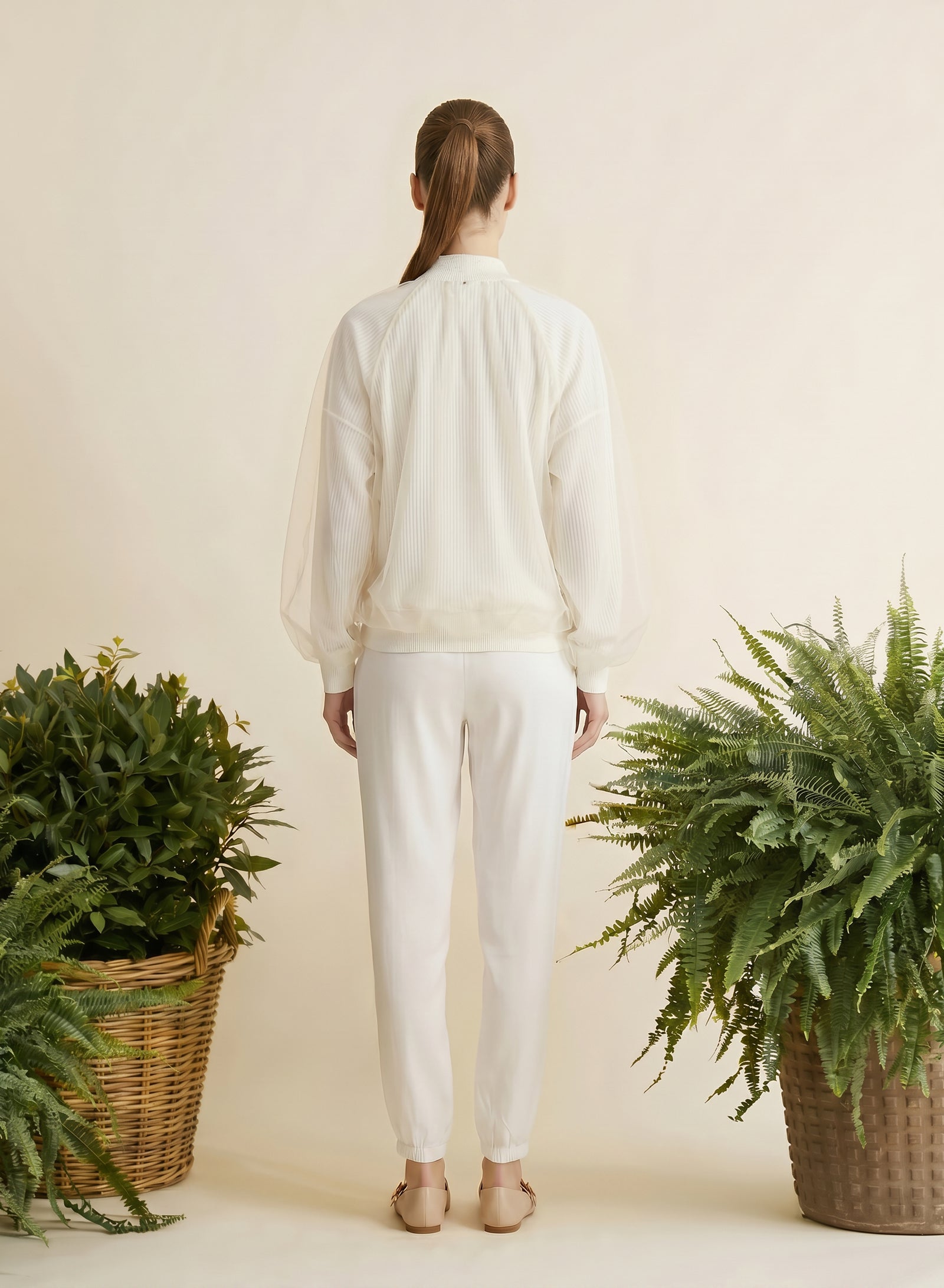 BOMBER IN MAGLIA DI SETA E COTONE CON TULLE