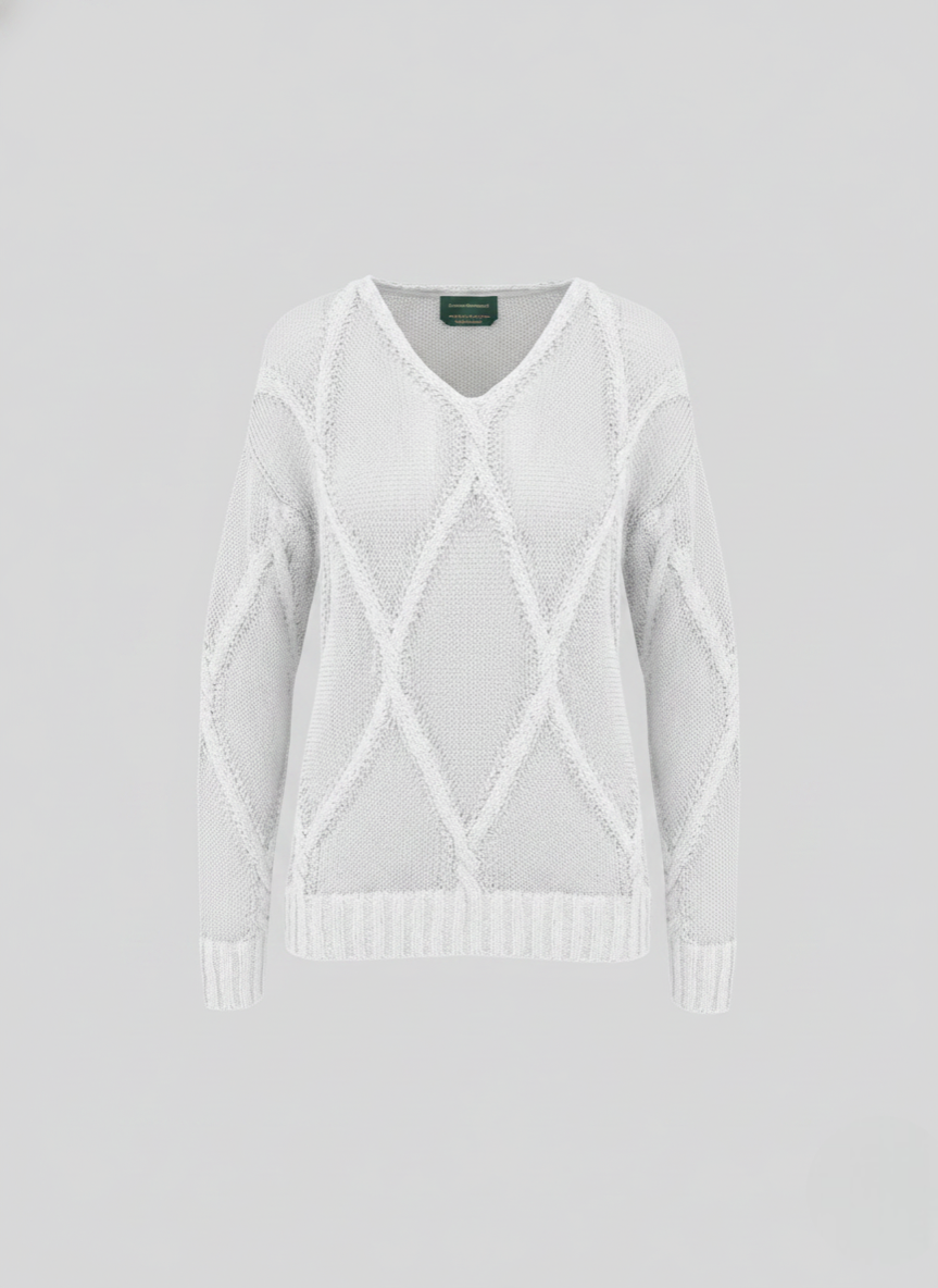 MAGLIA GIROCOLLO CON INTRECCI A ROMBO