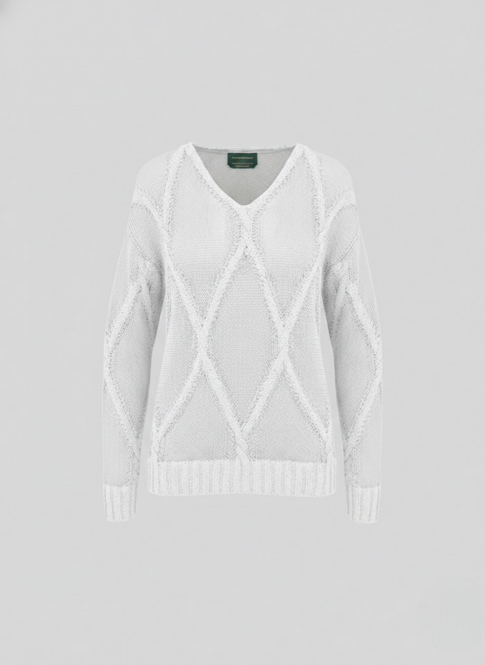 MAGLIA GIROCOLLO CON INTRECCI A ROMBO