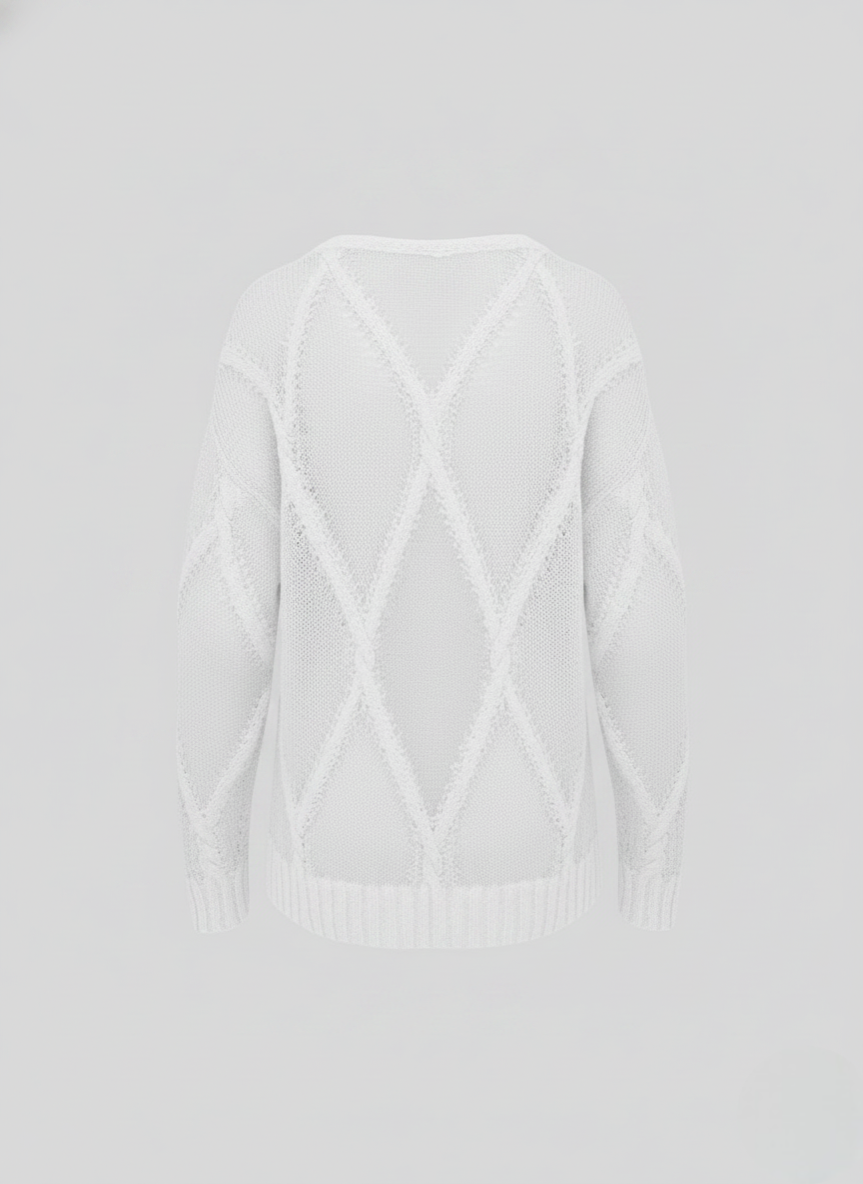 MAGLIA GIROCOLLO CON INTRECCI A ROMBO