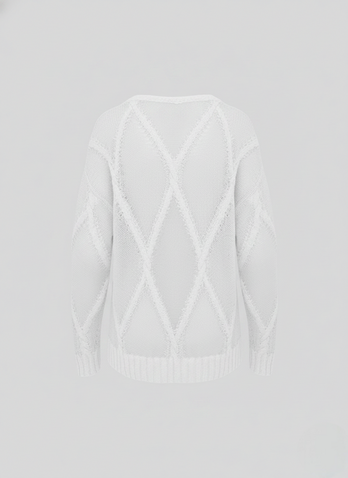 MAGLIA GIROCOLLO CON INTRECCI A ROMBO