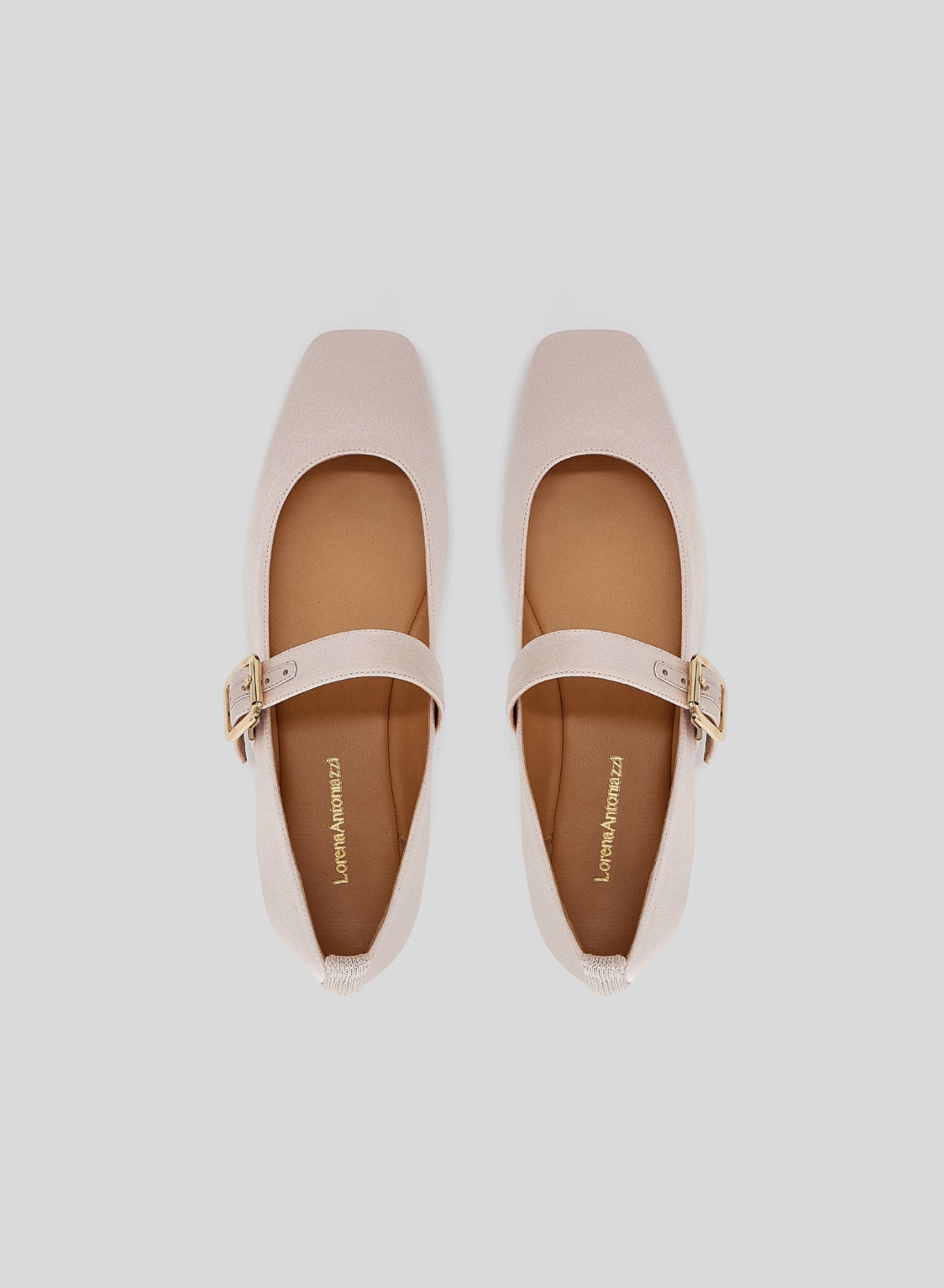 LEATHER AND FABRIC MARY-JANE BALLET FLATS