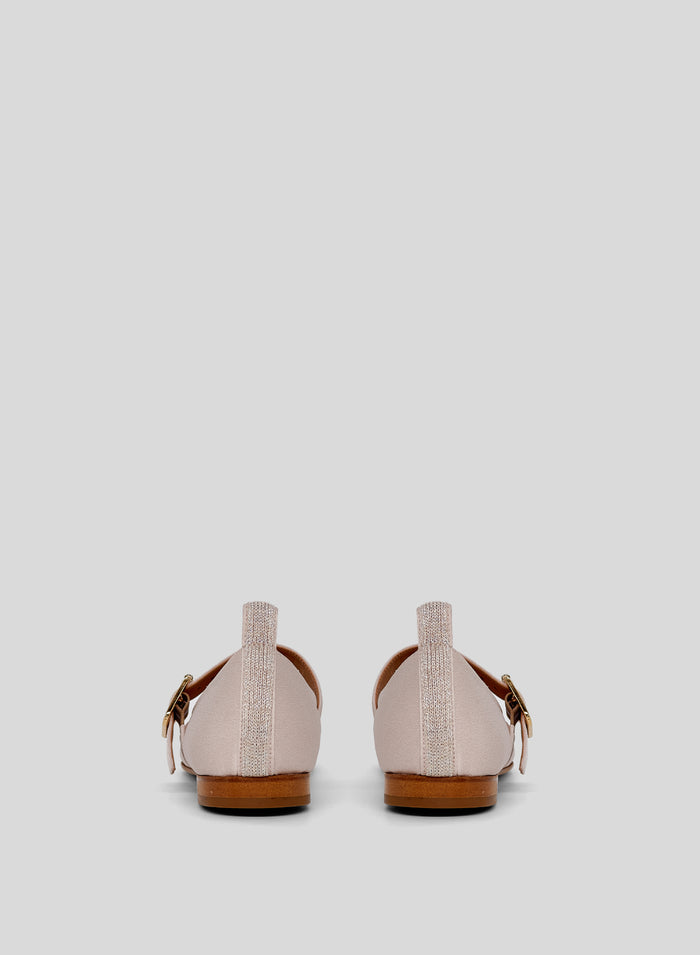 LEATHER AND FABRIC MARY-JANE BALLET FLATS