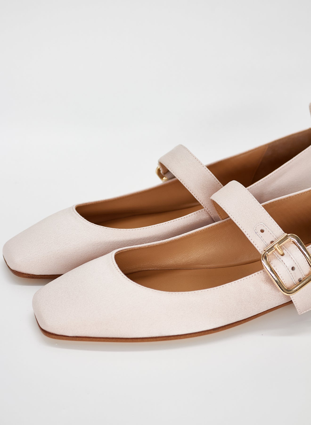 LEATHER AND FABRIC MARY-JANE BALLET FLATS