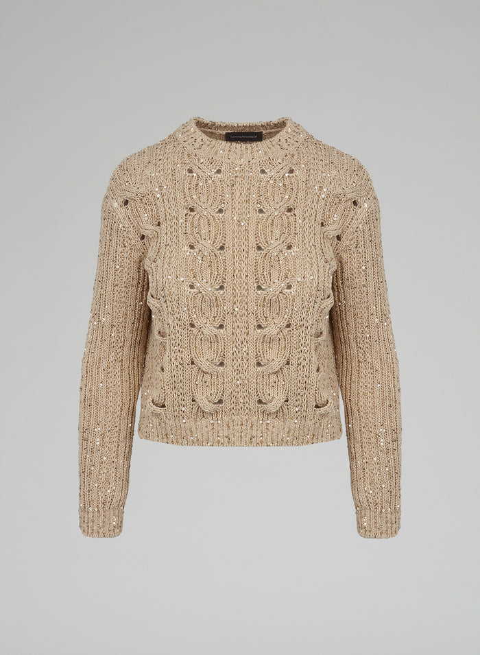 CABLE KNIT CREW-NECK