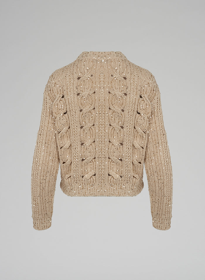 CABLE KNIT CREW-NECK