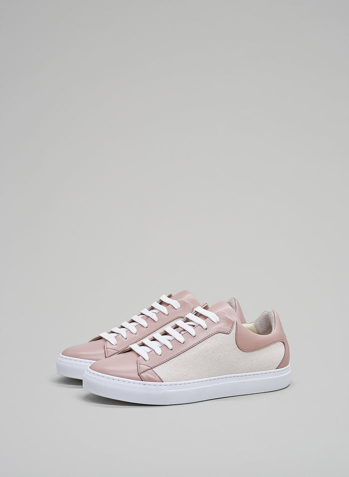 LEATHER AND COTTON SNEAKERS