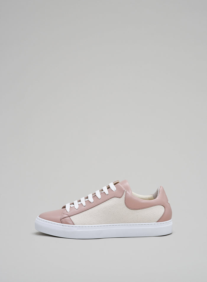 LEATHER AND COTTON SNEAKERS