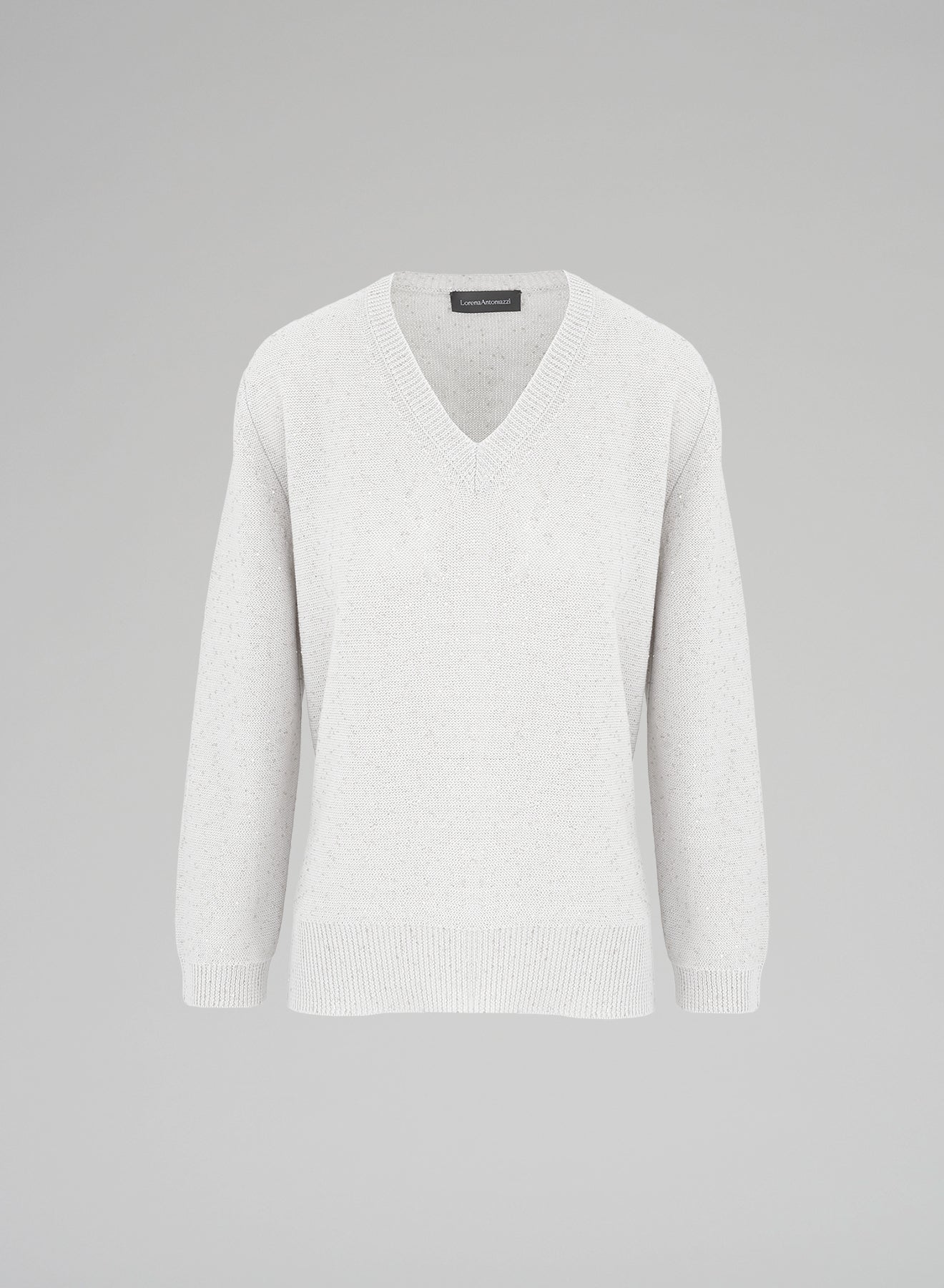 COTTON CREPE SWEATER WITH SEQUINS