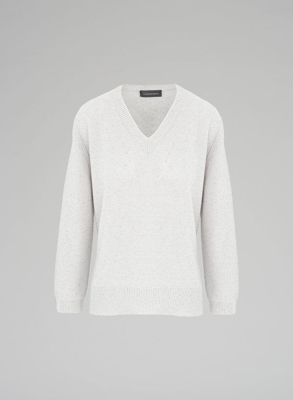 MAGLIA IN COTONE CREPE CON PAILLETTES