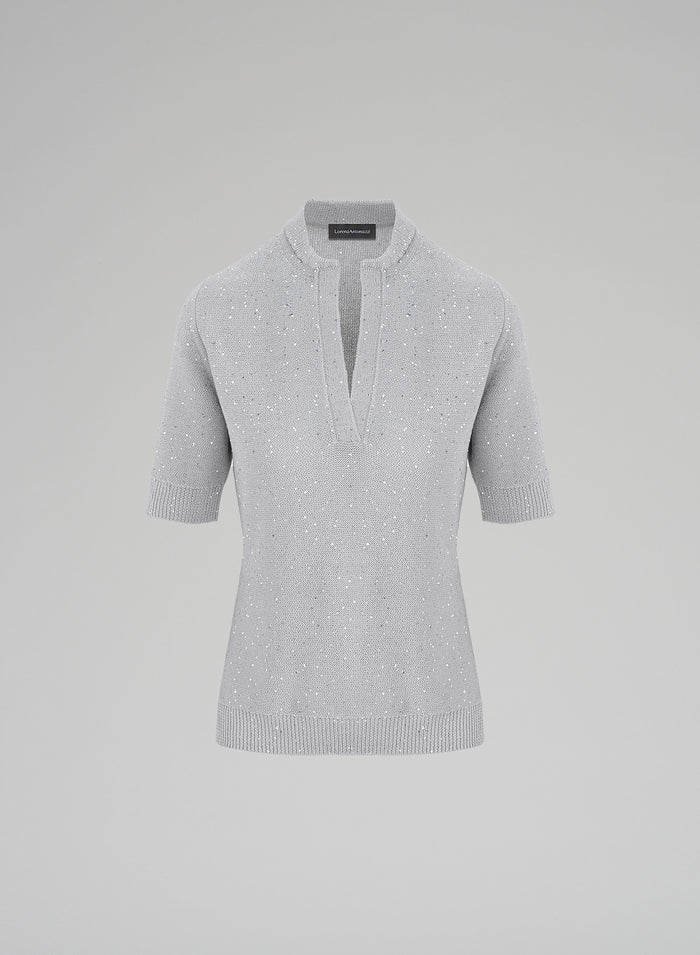 T-SHIRT IN MAGLIA CON PAILLETTES