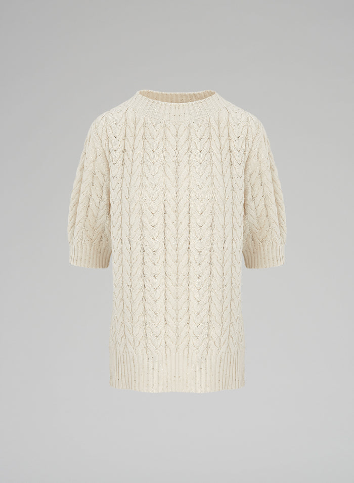 CABLE KNIT XOTTON SWEATER