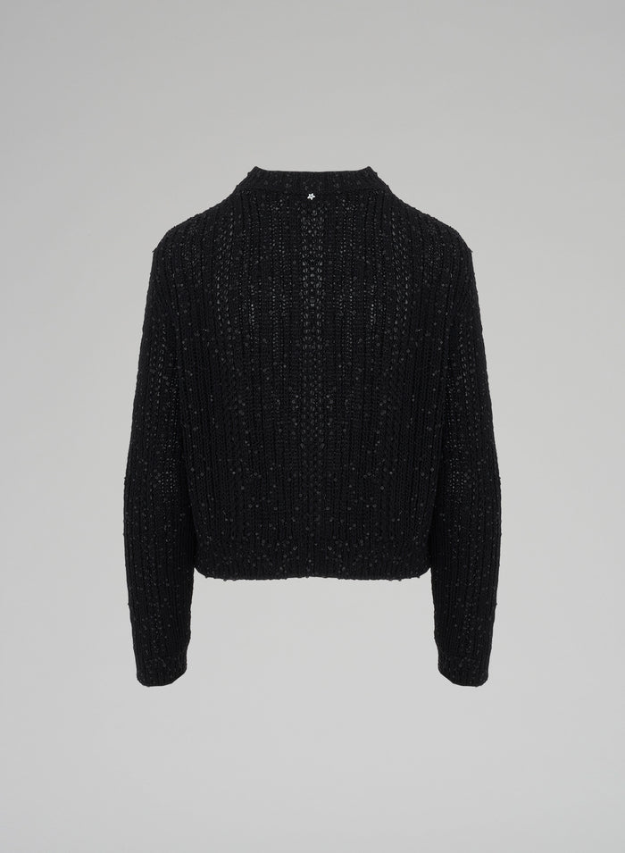 ICONIC CABLE KNIT SWEATER WITH SEQUINS