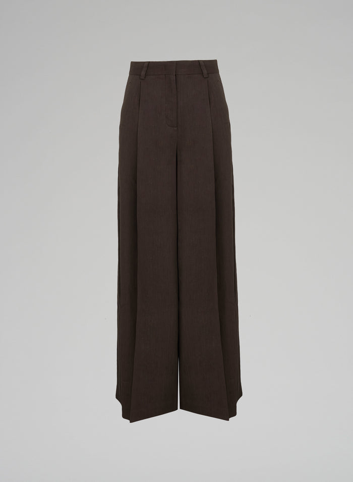 LINEN BLEND PALAZZO PANTS