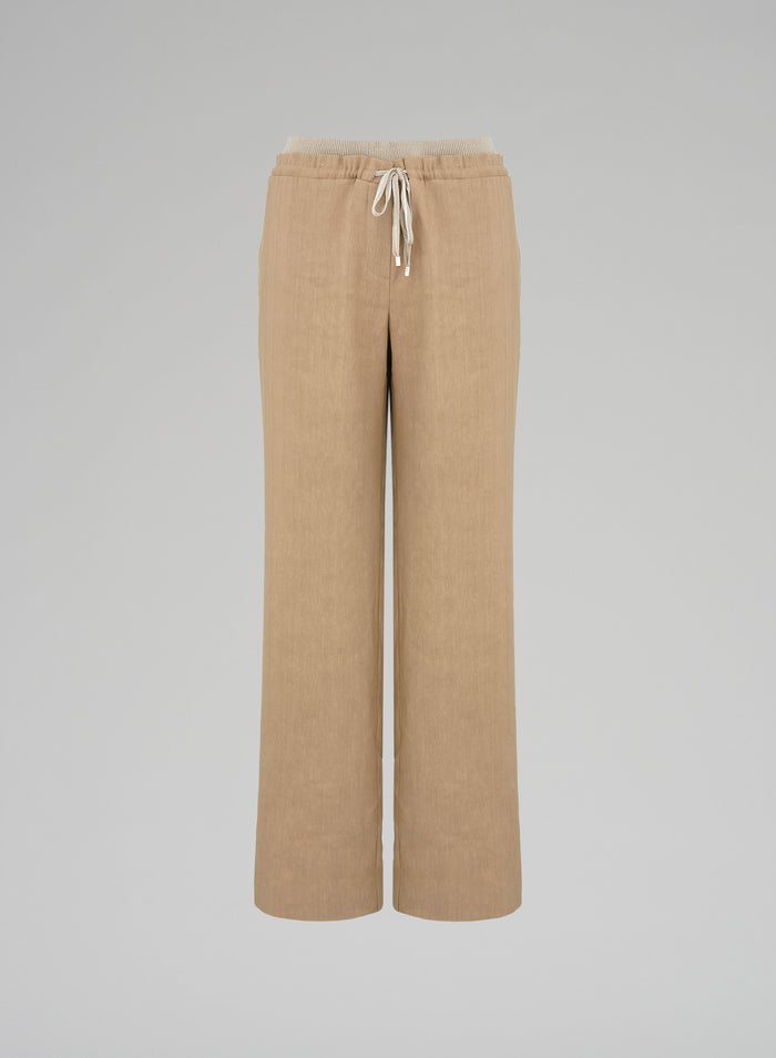 PANTALONI PALAZZO IN MISTO LINO