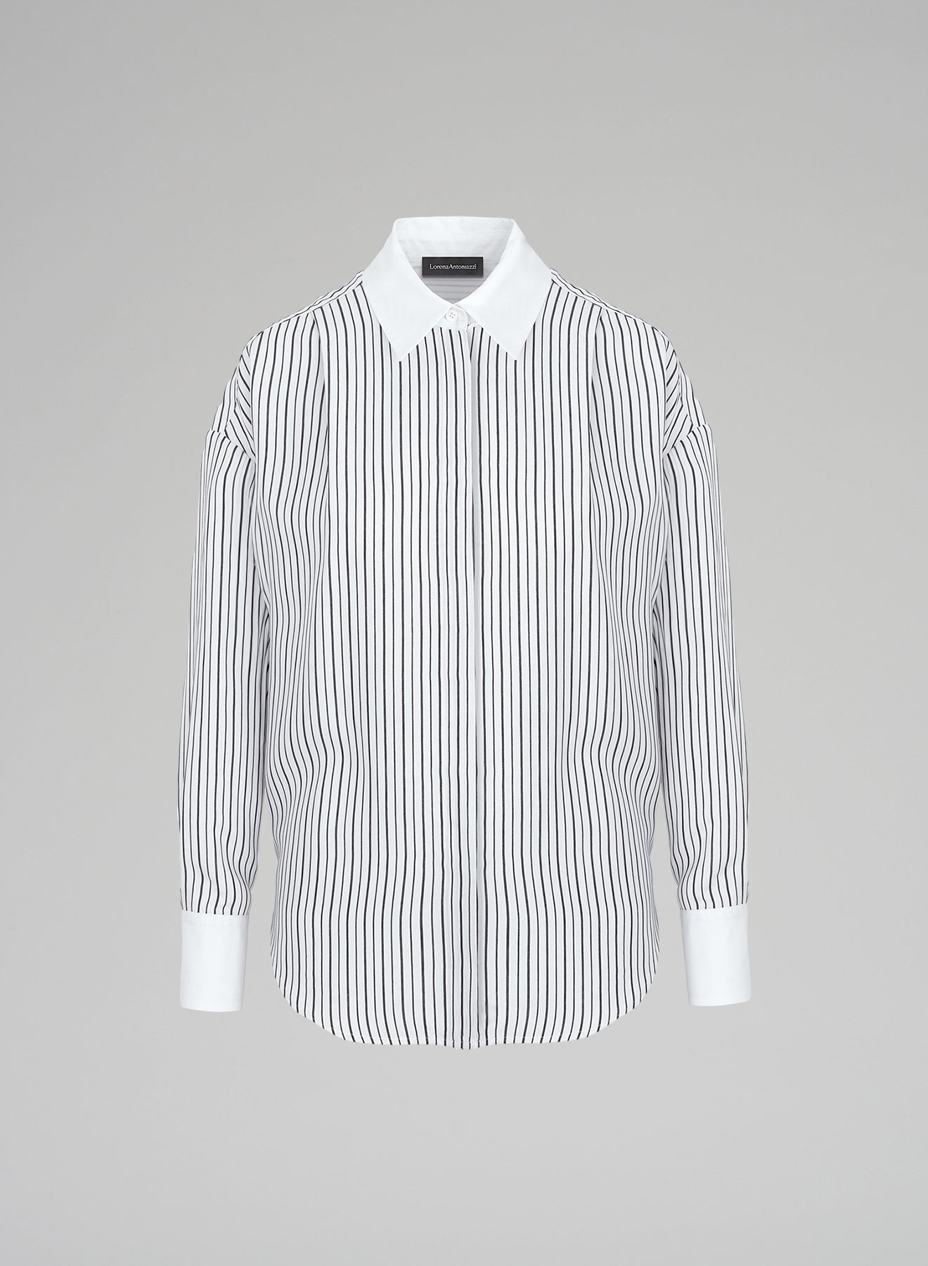CAMICIA A RIGHE IN MISTO VISCOSA E SETA