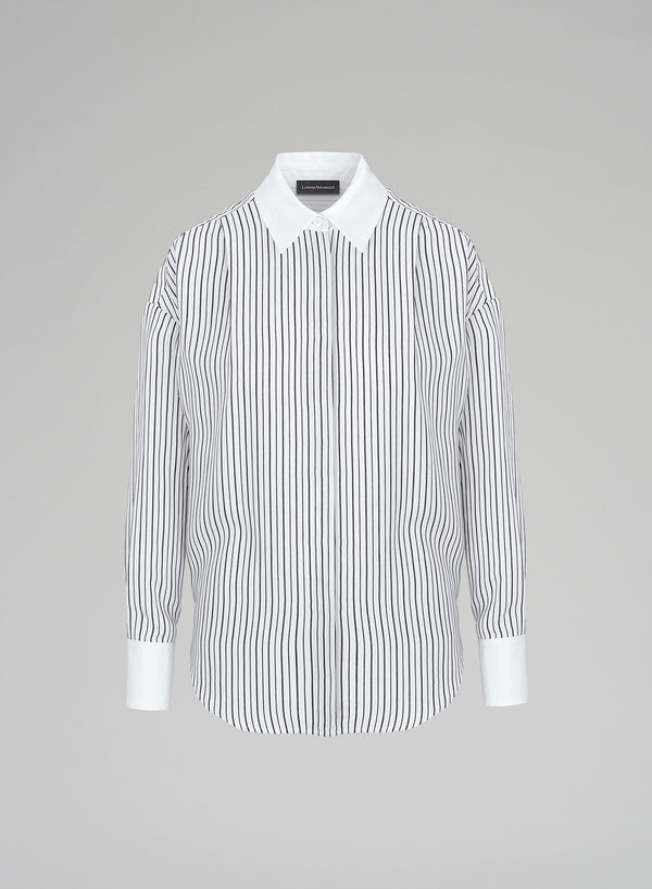 VISCOSE AND SILK BLEND PINSTRIPE SHIRT