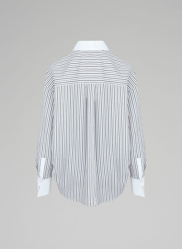 VISCOSE AND SILK BLEND PINSTRIPE SHIRT
