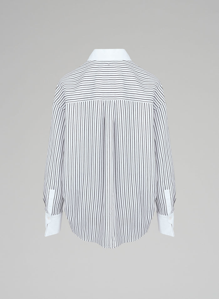 CAMICIA A RIGHE IN MISTO VISCOSA E SETA
